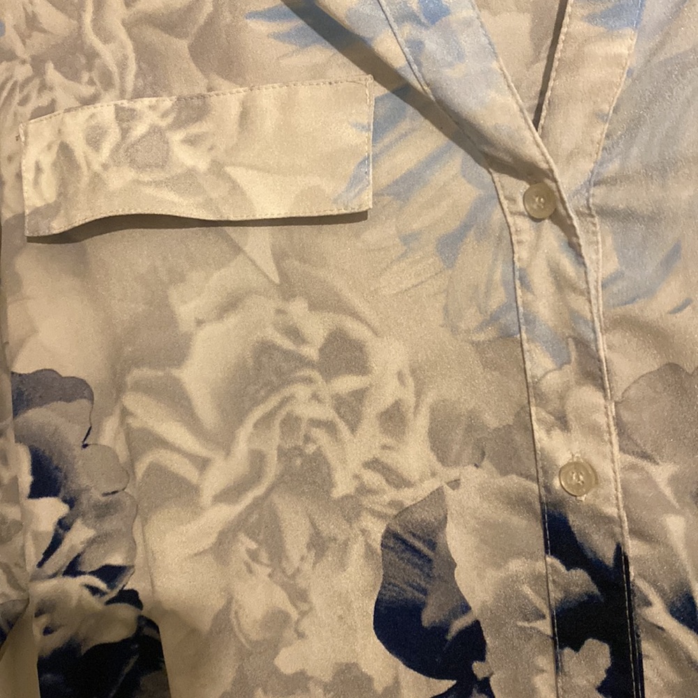 Calvin Klein Blue Floral Long Sleeve Dress Shirt - Picture 3 of 5